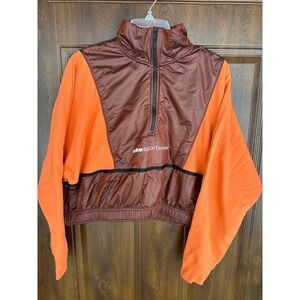 Nike Women Running Sportswear 1/4 Zip Crop Top  Camellia Firewood Orange |SZ XL